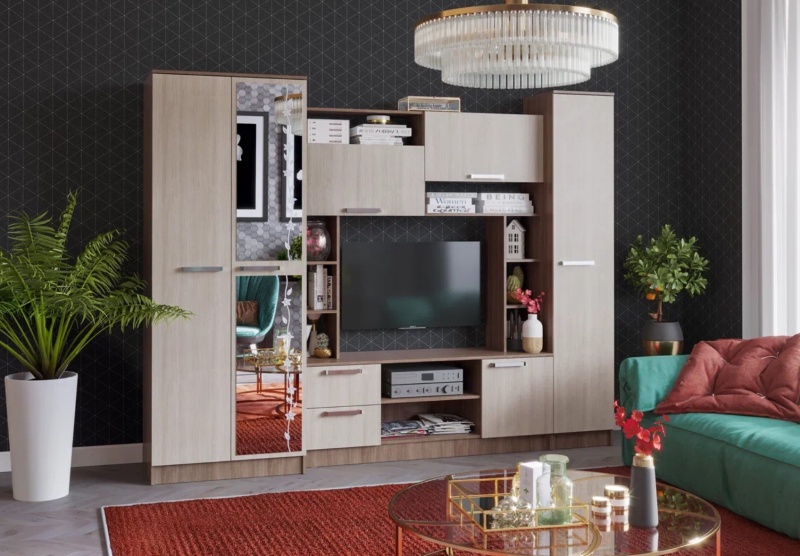 Гостиная Флора МИФ (Ясень шимо светлый/Ясень шимо темный)