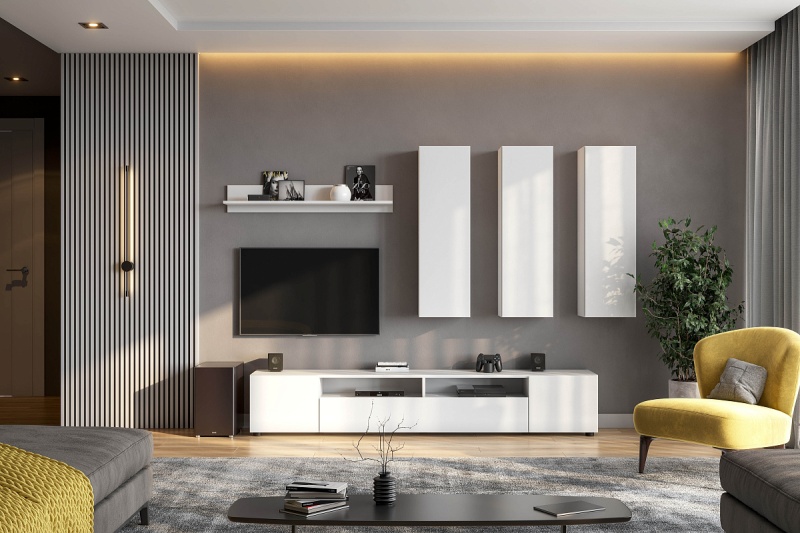 Токио Шкаф навесной SV-мебель (Белый текстурный (1000х300х266))