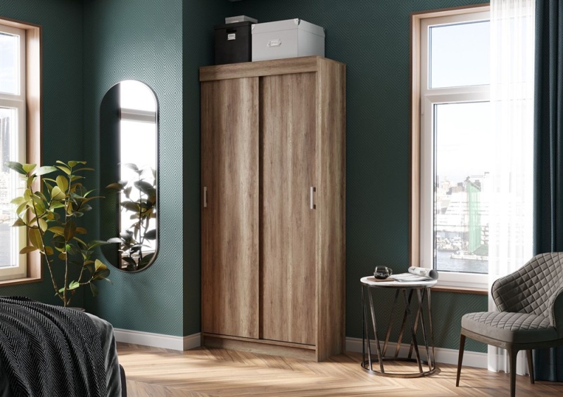 Евро Шкаф-купе СТЕНД (ДУБ КАНЬОН/ДУБ КАНЬОН (1,0х2,1х0,416) СНЯТ)