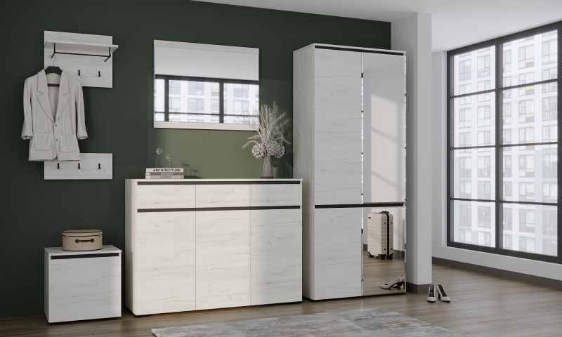 Прихожая Гретта Тумба 1С1Я ПАМИР (Крафт белый-Антрацит (500*811*411))