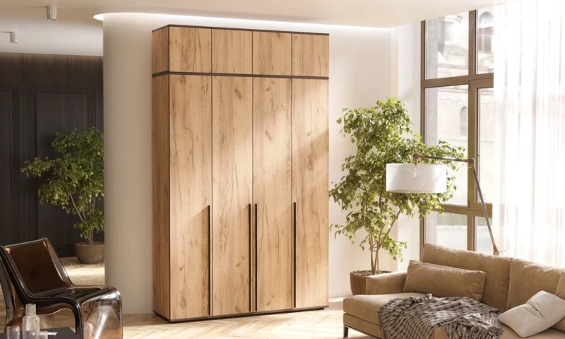 Норд Шкаф 4-х ств.(1600) МИФ (Дуб Крафт (Золотой)(КРОМКА ВЕНГЕ))