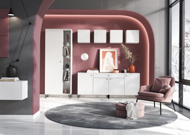 Гостиная Оливия Комод МИФ (Белый, Белый глянец холодный)