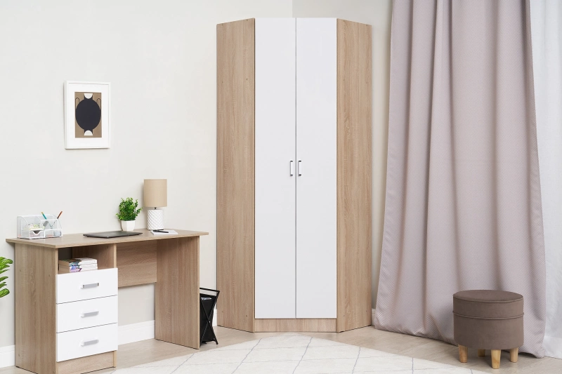 Детская серия Мартина Шкаф угловой 800 МИФ (Белый, сонома)