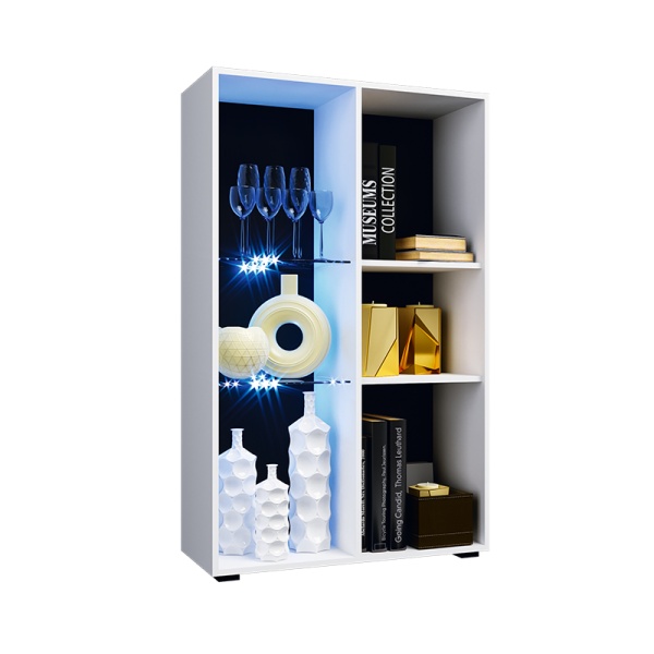 Гостиная Нэнси New Шкаф-стекло исп.2 (МДФ) МИФ (Белый глянец холодный, Белый)