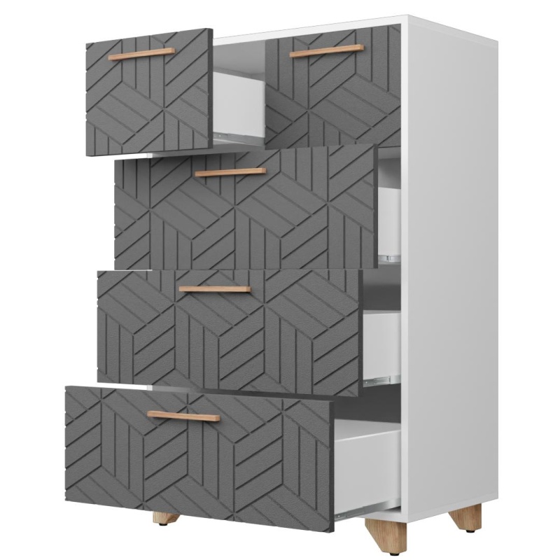 Амстердам Комод (12 СТУЛЬЕВ) (Корпус: ЛДСП Белый, МДФ Серый графит)