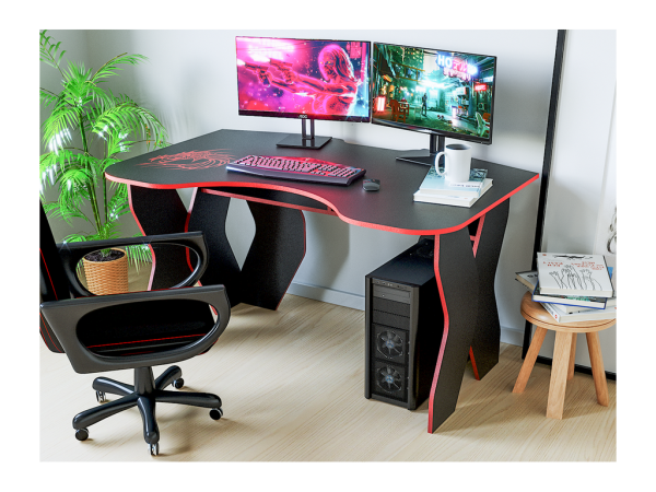 Стол компьютерный КЛ 9.0 РОСТОК (Черный / Красный)