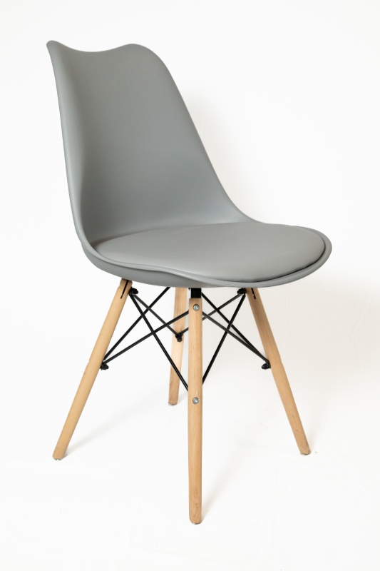 Стул Хобарт КНР (пластиковое сиденье с подушкой из полиуретана, деревянные ножки с металлическим каркасом СЕРЫЙ)