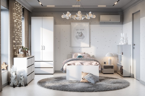 Токио Шкаф 2-х ств. 2 ящика ЛДСП SV-мебель (Белый текстурный (801*2100*516))