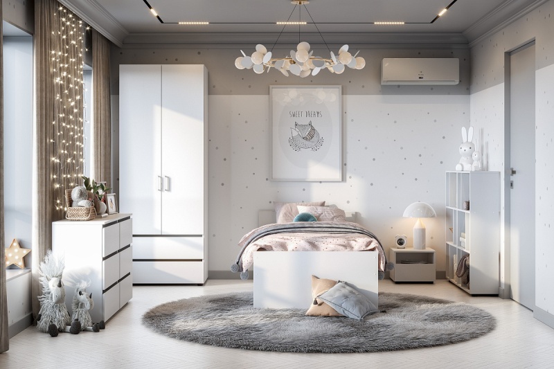 Токио Шкаф 2-х ств. 2 ящика ЛДСП SV-мебель (Белый текстурный (801*2100*516))