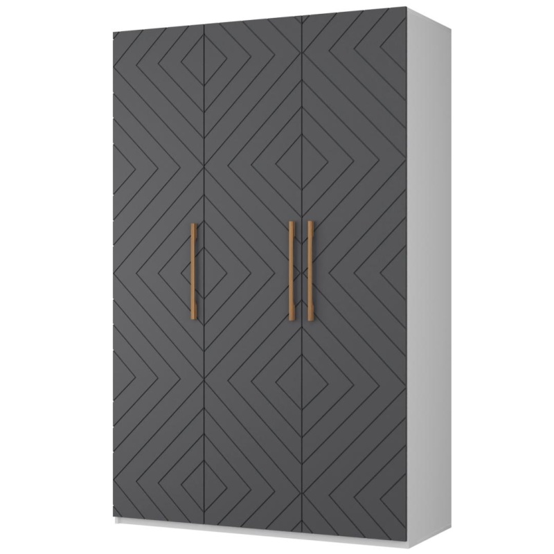 Копенгаген Шкаф 3-х ств. (12 СТУЛЬЕВ) (Корпус: ЛДСП Белый, Фасад: МДФ Серый графит)