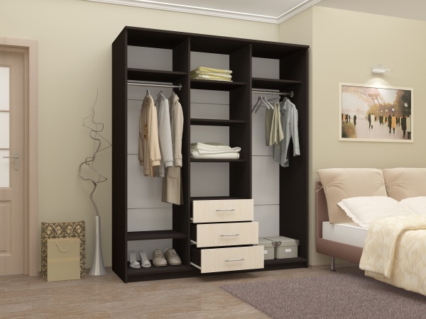 Маэстро Шкаф-купе МИФ (фасад Дуб беленый, корпус Венге)