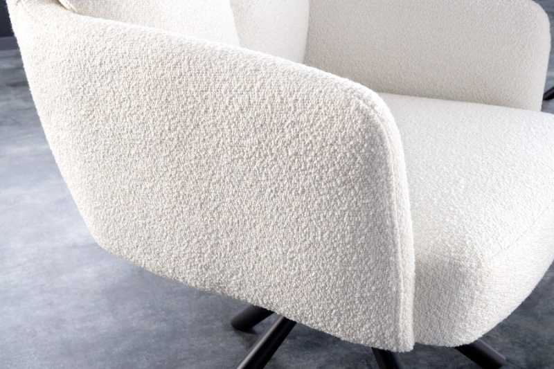 Стул Корби Поворотно возвратный механизм (CDC-4107) КНР (Белый, опоры черные. Обеденный стул с подлокотником)