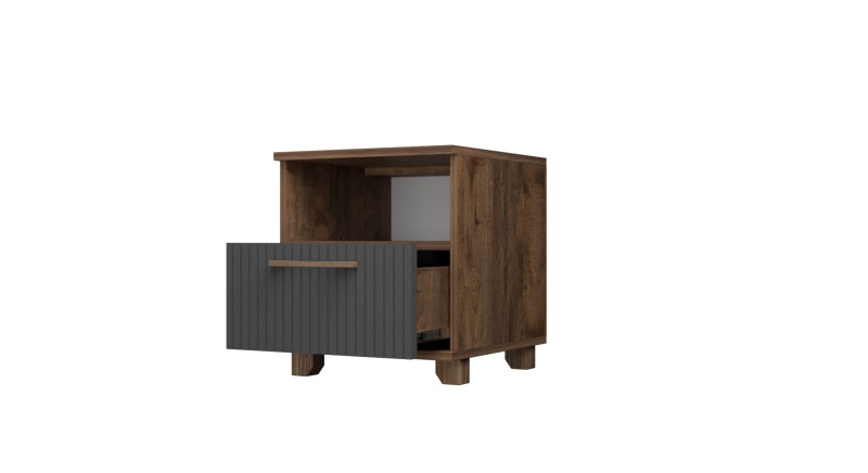 Копенгаген Тумба прикроватная с ящиком (12 СТУЛЬЕВ) (Корпус: ЛДСП Дуб Самдал, Фасад: МДФ Серый графит)