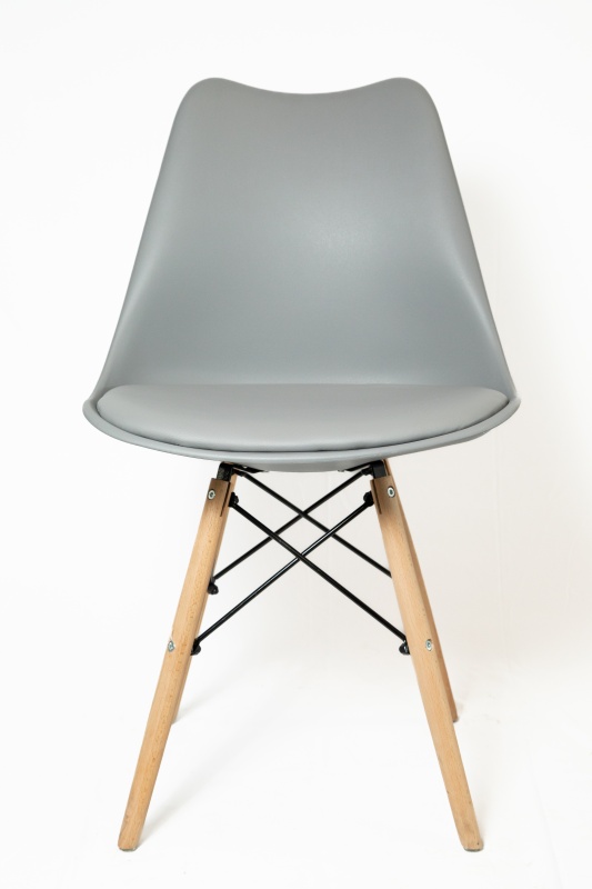 Стул Хобарт КНР (пластиковое сиденье с подушкой из полиуретана, деревянные ножки с металлическим каркасом СЕРЫЙ)