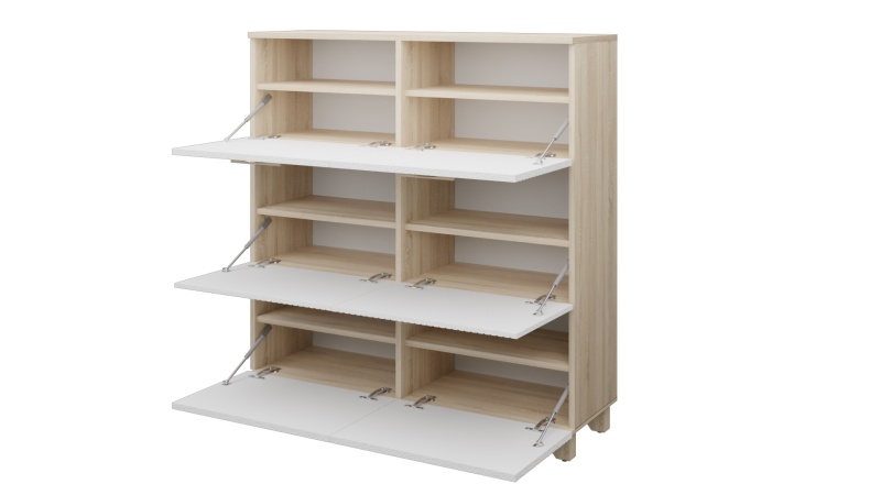 Копенгаген Обувница 6 ящиков (12 СТУЛЬЕВ) (Корпус: ЛДСП Дуб Сонома, Фасад: МДФ Белый мат)