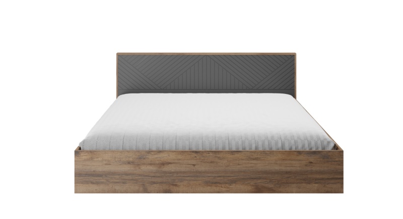 Копенгаген Кровать 1,6 с настилом (12 СТУЛЬЕВ) (Корпус: ЛДСП Дуб Самдал, Фасад: МДФ Серый графит)