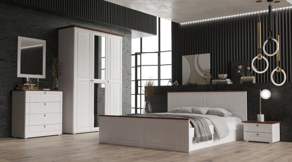 Спальный гарнитур Валенсия Зеркало МИФ (Белое дерево)