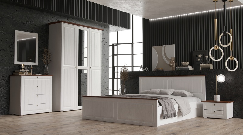 Спальный гарнитур Валенсия Зеркало МИФ (Белое дерево)