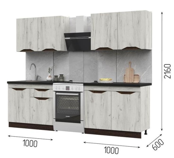 Кухня Паола 2,0 СТЕНД (МДФ ВЕНГЕ(тиковое дерево)/ДУБ КРАФТ БЕЛЫЙ)