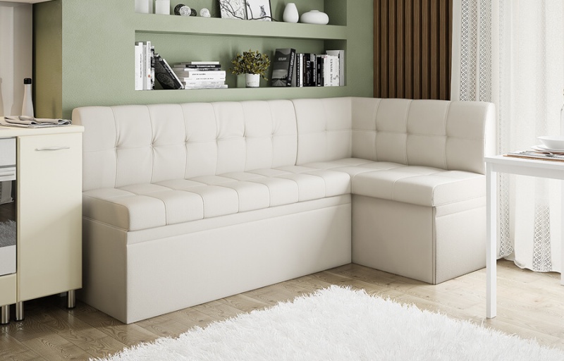 Диван угловой Остин Левый МЛЕК (экокожа Reex white(2050*1150*880))