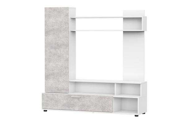 Мебель для гостиной МГС 9 (Фасад ЛДСП) SV-мебель (цемент светлый/белый)