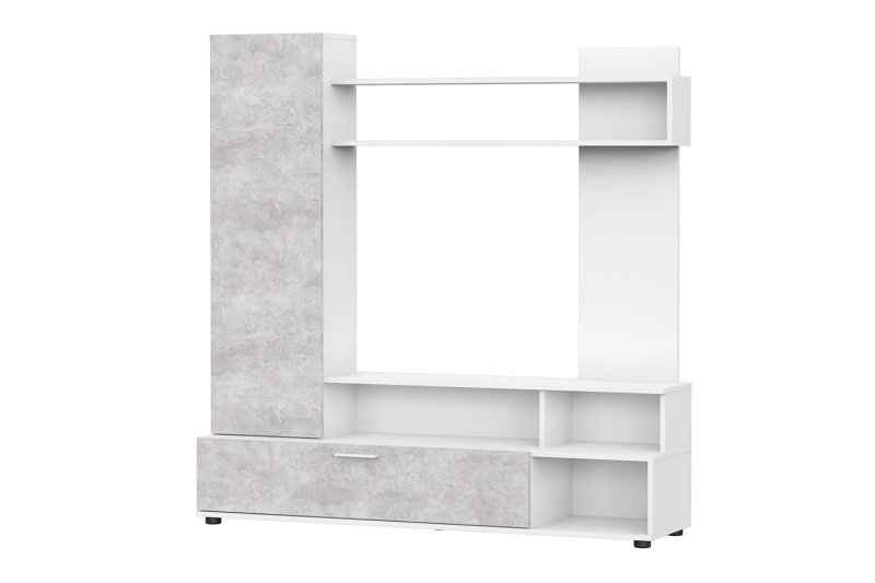 Мебель для гостиной МГС 9 (Фасад ЛДСП) SV-мебель (цемент светлый/белый)