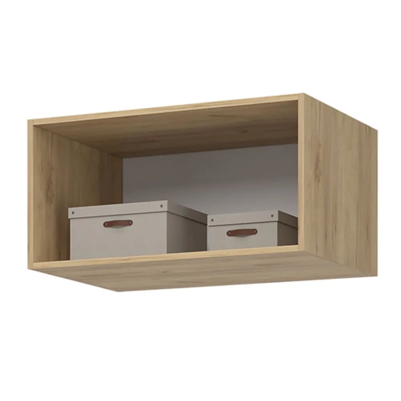 Лион АН-01 Антресоль 800 СТЕНД (фасад ГРАФИТ СЕРЫЙ/корпус ДУБ КРАФТ ЗОЛОТО (800*400*550))