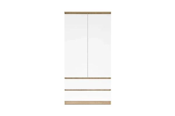 Челси Шкаф 2-х ств (2УПК) с антресоль-тумба универсальная МИФ (Белый глянец холодный, дуб сонома)