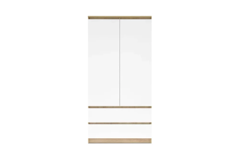 Челси Шкаф 2-х ств (2УПК) с антресоль-тумба универсальная МИФ (Белый глянец холодный, дуб сонома)