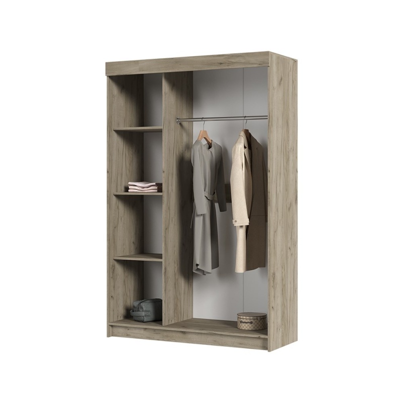 Басса (Бася)/Брио ШКК 551 Шкаф-купе 1300 СТЕНД/ТВД (фасад ДУБ КРАФТ БЕЛЫЙ/корпус ДУБ КРАФТ СЕРЫЙ (1,3х2,02х0,516))