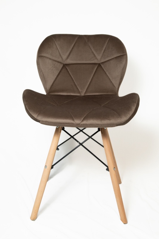 Стул Манжера КНР (бархатный стул, деревянные ножки, металлический каркас 59 темно-коричневый)