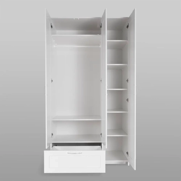 Сириус шкаф 3 двери и 1 ящик (с 1 зеркалом) СВЕДСТА (Белый (1171*2196*585))