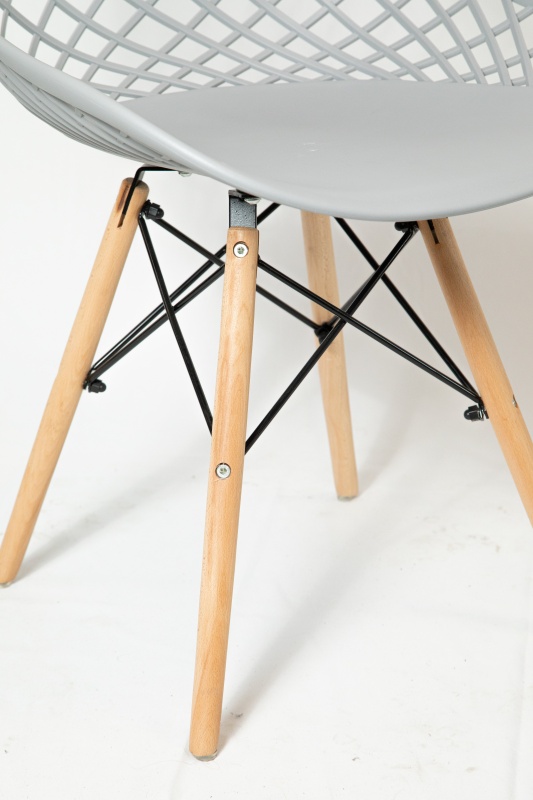 Стул Сидней КНР (Пластиковый стул с деревянными ножками и металлическим каркасом серый)