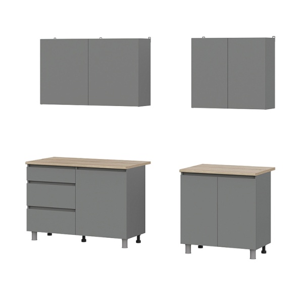 Кухонный гарнитур Денвер (2000) (ЛДСП) SV-мебель (Графит серый/Дуб Сонома)