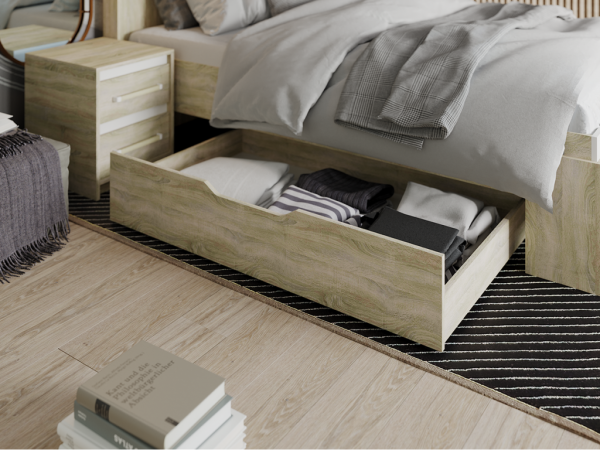 НКМ Эдем-1 секция №10 выдвижной ящик для кровати 1400 РОСТОК (Дуб сонома / Белый жемчуг)