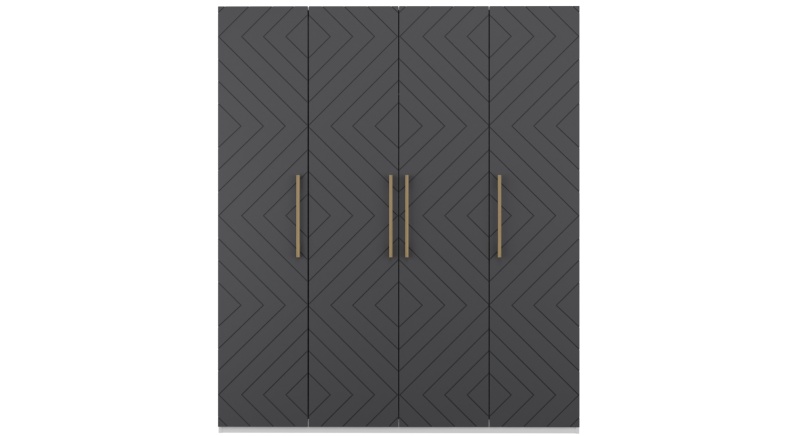 Копенгаген Шкаф 4-х ств. (12 СТУЛЬЕВ) (Корпус: ЛДСП Белый, Фасад: МДФ Серый графит)