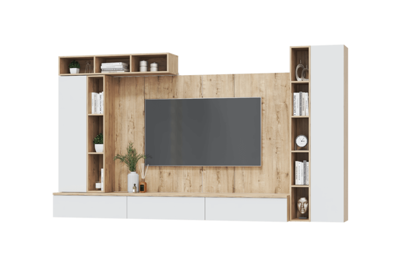 Гостиная Сканди Шкаф настенный 1 створчатый 1680 МЛЕК (Дуб бунратти/белый (316*1680*314))