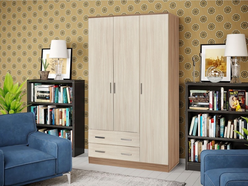 Шкаф 3-х ств. МИФ (Ясень шимо светлый/Ясень шимо темный)