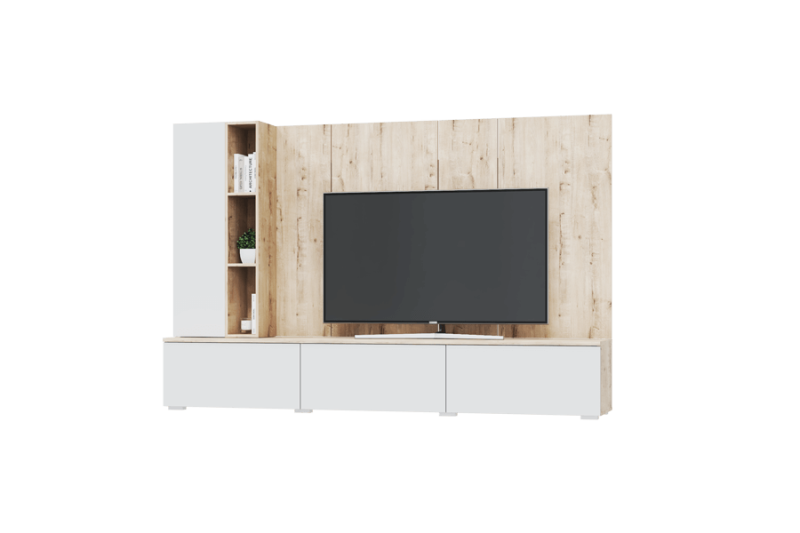 Гостиная Сканди Шкаф настенный 1 створчатый 1680 МЛЕК (Дуб бунратти/белый (316*1680*314))