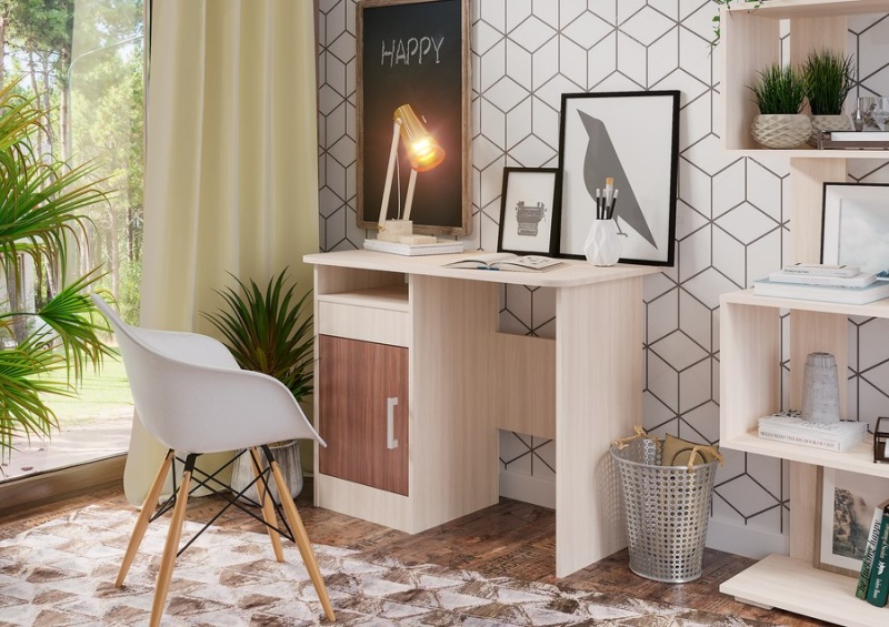 Стол компьютерный №4 СТЕНД (ШИМО ТЕМНЫЙ/ШИМО СВЕТЛЫЙ (0,97х0,75х0,5))