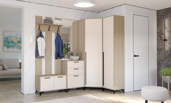 Прихожая Ева Шкаф угловой 800 1С Корпус ПАМИР (Дуб Экспресив песочный)