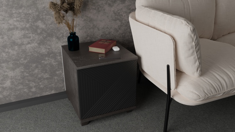 Копенгаген Тумба прикроватная со створкой (12 СТУЛЬЕВ) (Корпус: ЛДСП Венге, Фасад: МДФ Черный мат)