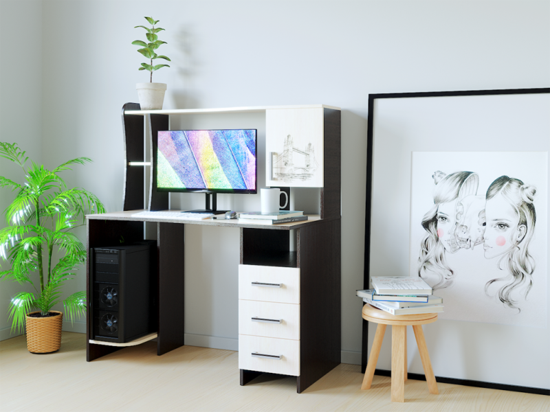 Стол компьютерный КЛ 6.4 РОСТОК (Венге / Дуб молочный)