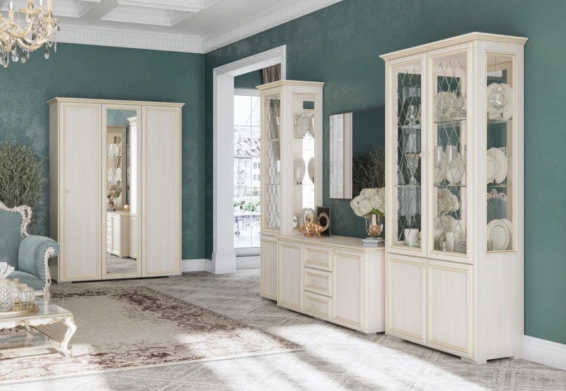 Гостиная Парма Шкаф-стекло 2-х ств. МИФ (Сандал светлый)