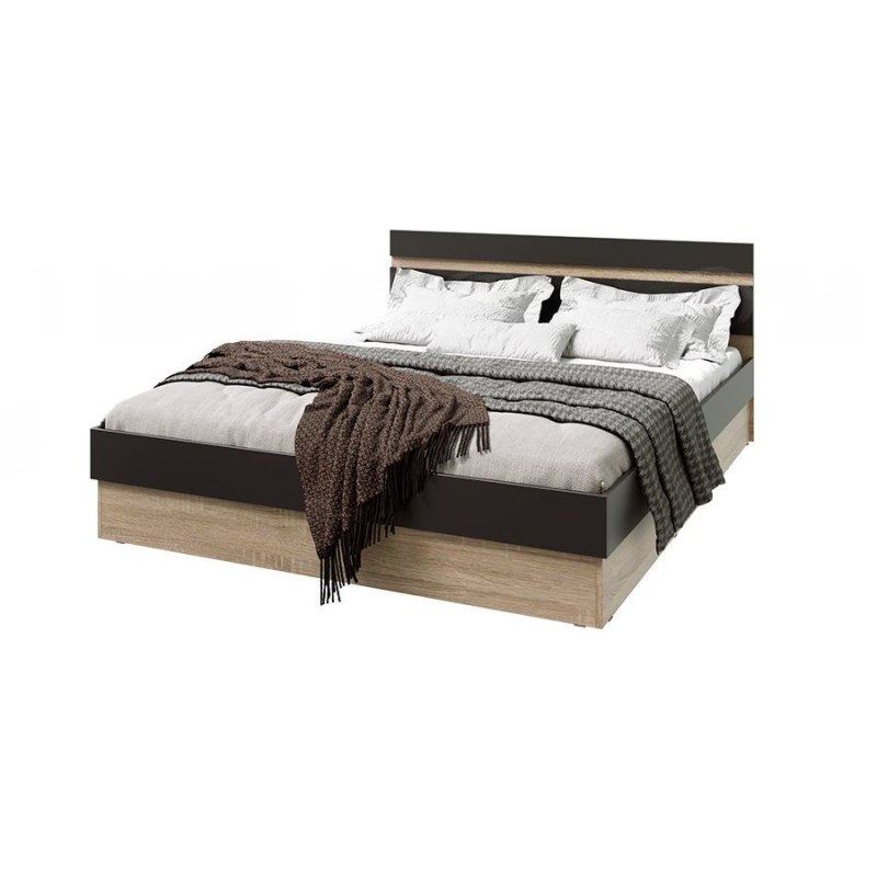 Спальный гарнитур Ким Кровать с ПМ 1,4м МИФ (Графит софт NEW, сонома)