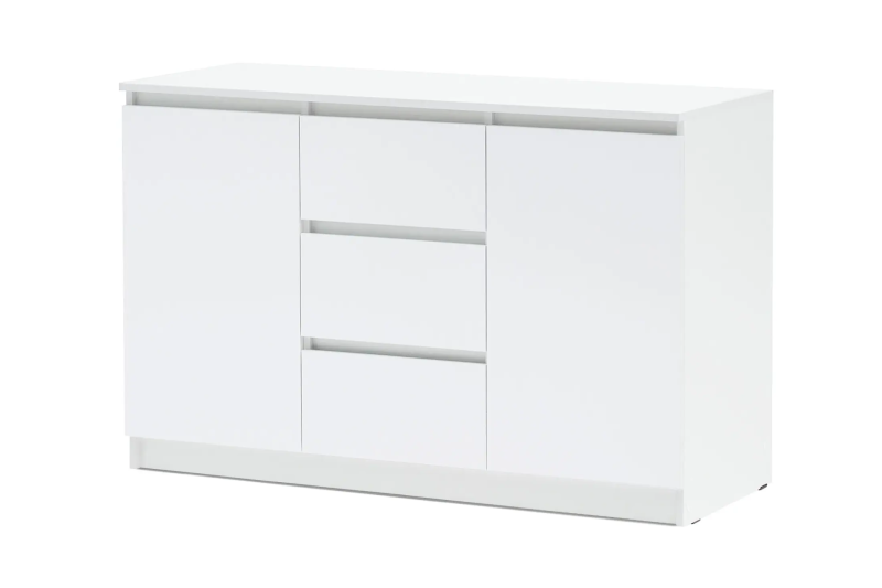 Челси Комод 1200 (2 двери 3 ящика) МИФ (Белый глянец холодный, белый)