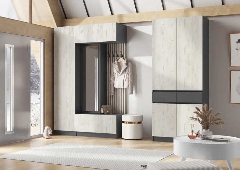 Прихожая Роджина МИФ (Дуб Крафт Белый, Графит)