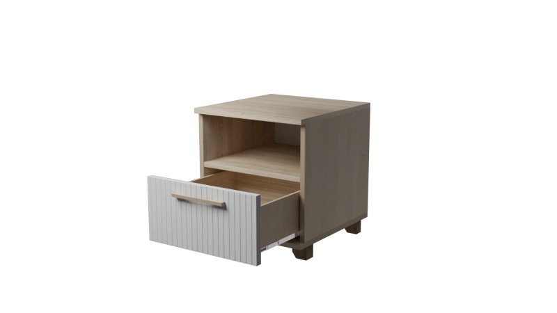 Копенгаген Тумба прикроватная с ящиком (12 СТУЛЬЕВ) (Корпус: ЛДСП Дуб Сонома, Фасад: МДФ Белый мат)