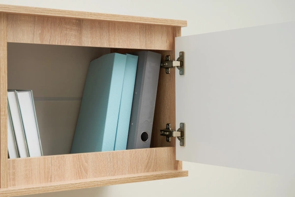 Челси Полка навесная (Антресоль малая) МИФ (Белый глянец холодный, дуб сонома)