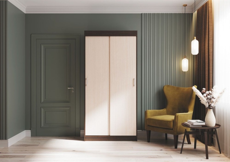 Евро Шкаф-купе СТЕНД (БЕЛФОРТ/ВЕНГЕ (1,0х2,1х0,416))